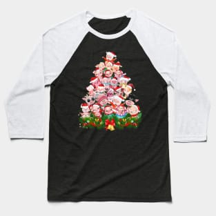 Pig Merry Christmas Tree. Baseball T-Shirt